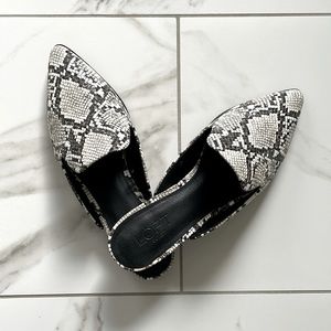 LOFT Black and White Snake Print Mules